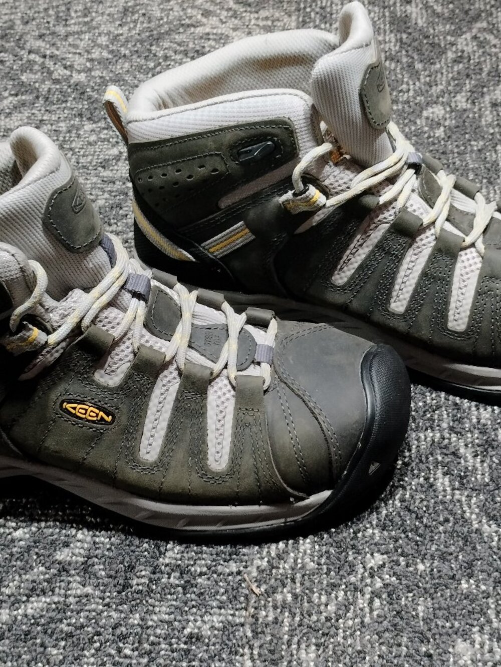 KEEN Women's Flint II Mid Cut Steel Toe Waterproof Hiking Boot Gray Yellow 8 M